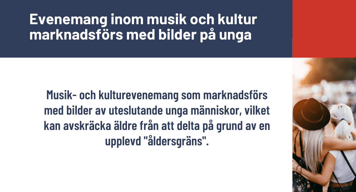 Evenemang inom musik och kultur marknadsförs med bilder på unga